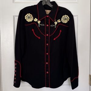 Scully western shirt with yellow roses, size Medium